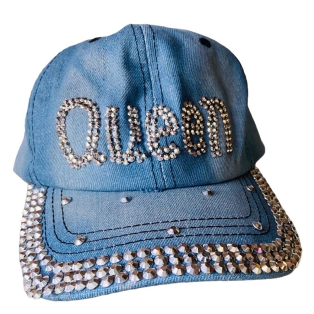 Denim Rhinestone 'Queen' Cap - Picture 8 of 8